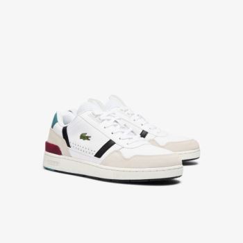 Lacoste T-Clip Leather Colour-Pop Sneakers Pánské - Tenisky Bílé / Béžový | CZ-yfIuyG